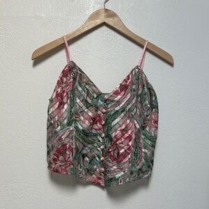 Victoria's Secret Gold Label Floral Paisley Camisole in Pink and Green